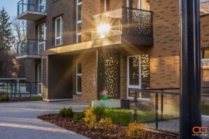 Didlaukio gatvės 21 apartamento fasadas su OrexGroup logo